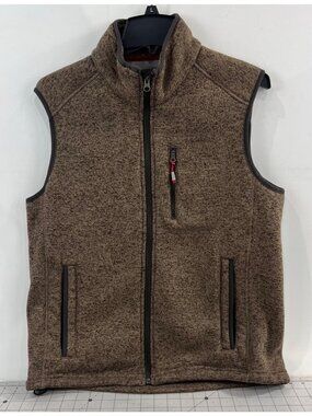 Orvis Men’s Brown Full-Zip Fleece Vest w/Pockets Size M